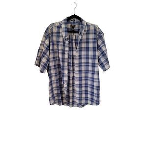Alexander Julian No Iron Button Down Blue Plaid Shirt in XL